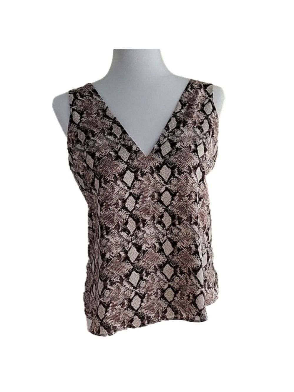 Leith Sleeveless Snake Skin Print V-Neck Tank Top Blouse Size XS NWT